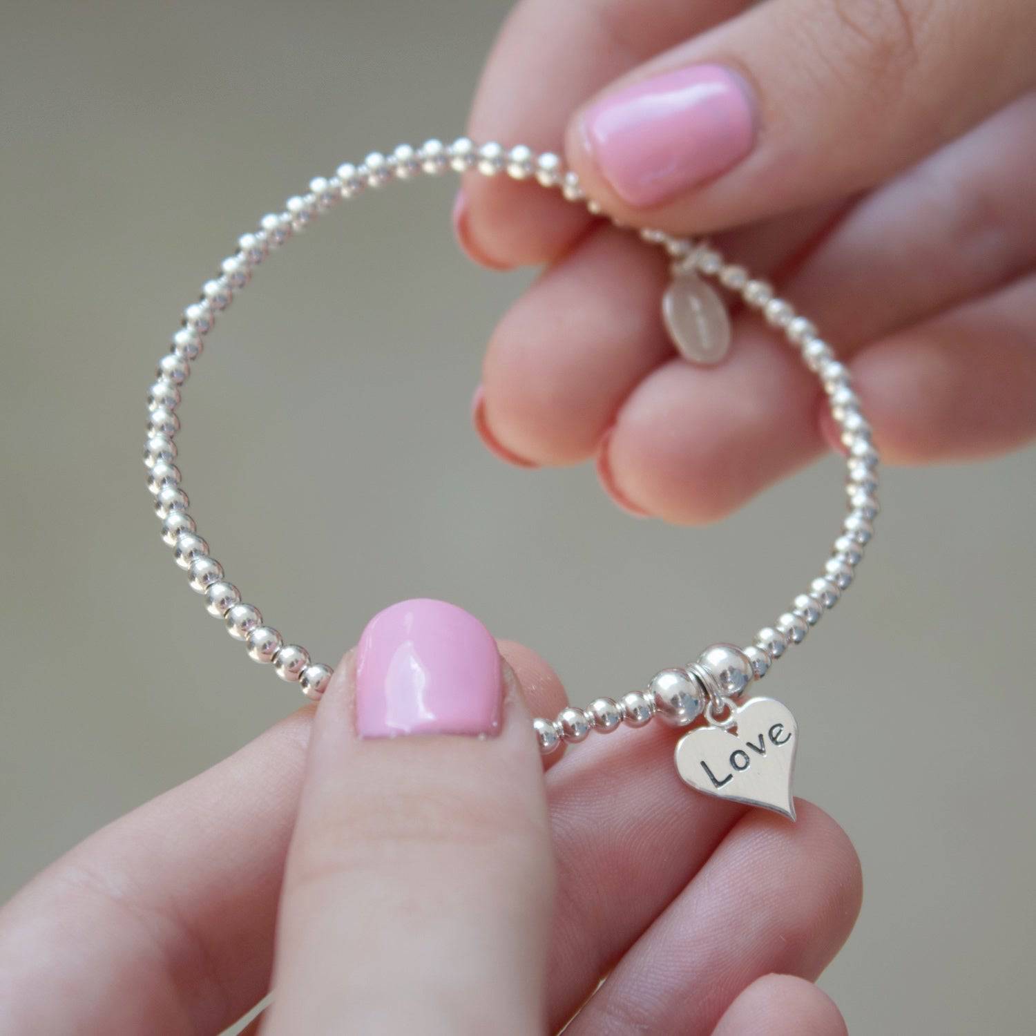 Love Heart on Silver Ball Bead Bracelet - MYLEE London