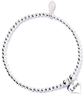 Love Heart on Silver Ball Bead Bracelet - MYLEE London