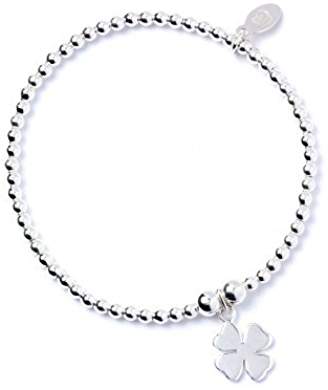 Lucky Four Leaf Clover on Silver Ball Bead Bracelet - MYLEE London