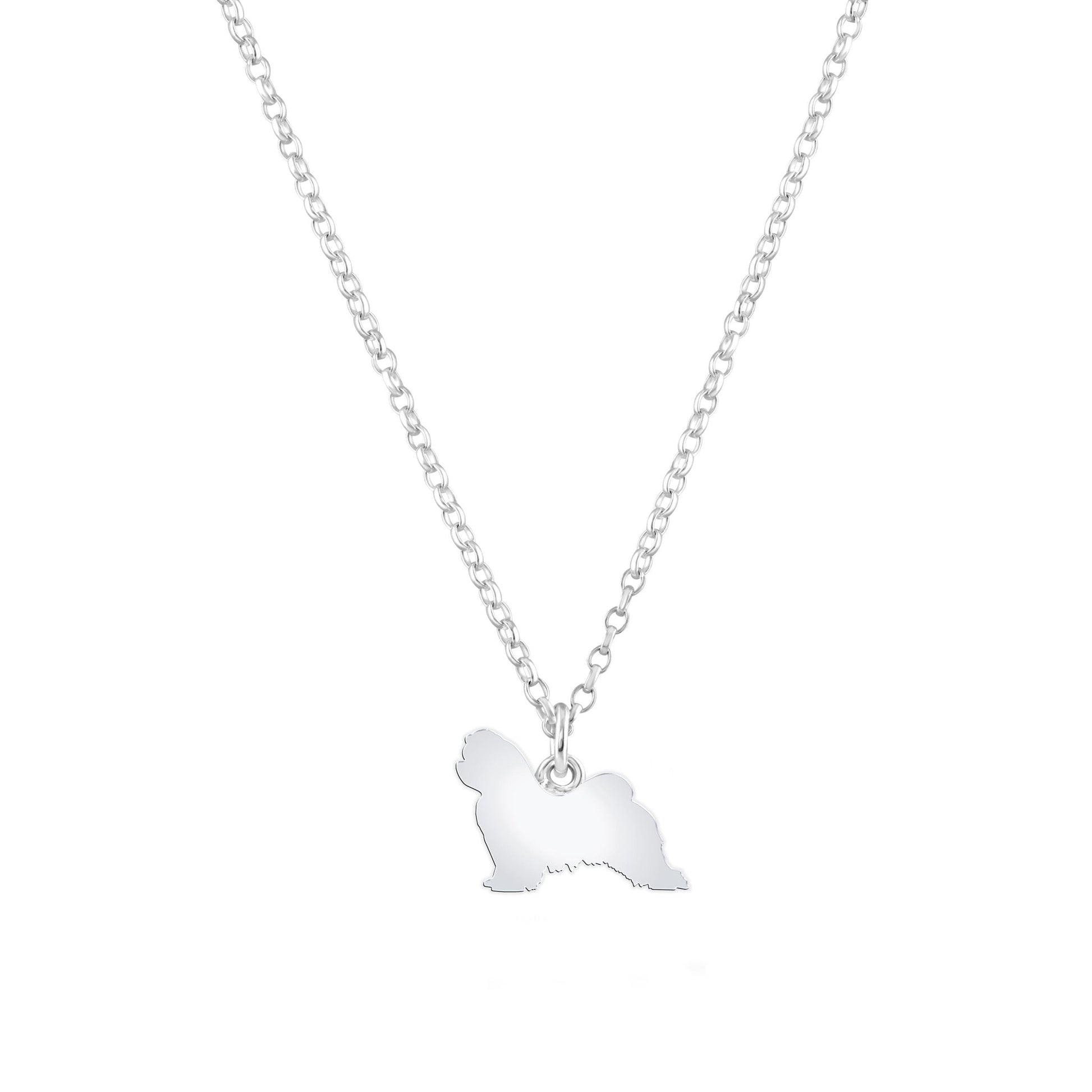 Maltese Silhouette Silver Necklace - Personalised - MYLEE London