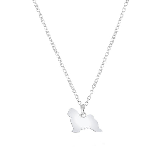 Maltese Silhouette Silver Necklace - Personalised - MYLEE London