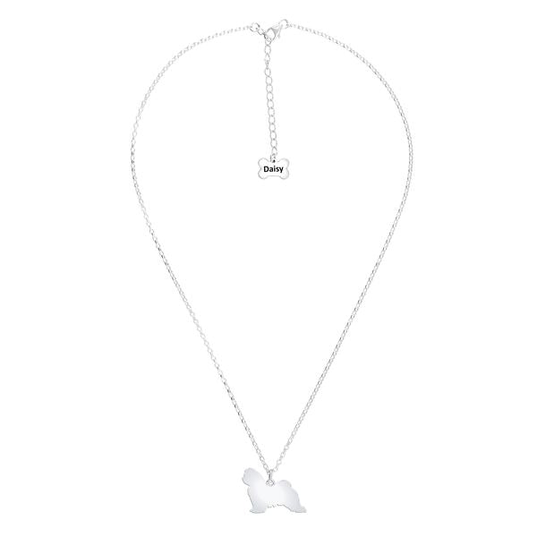 Maltese Silhouette Silver Necklace - Personalised - MYLEE London