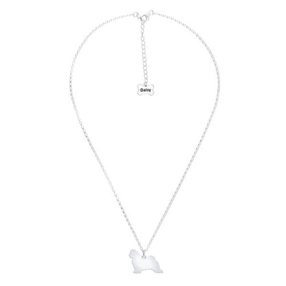 Maltese Silhouette Silver Necklace - Personalised - MYLEE London