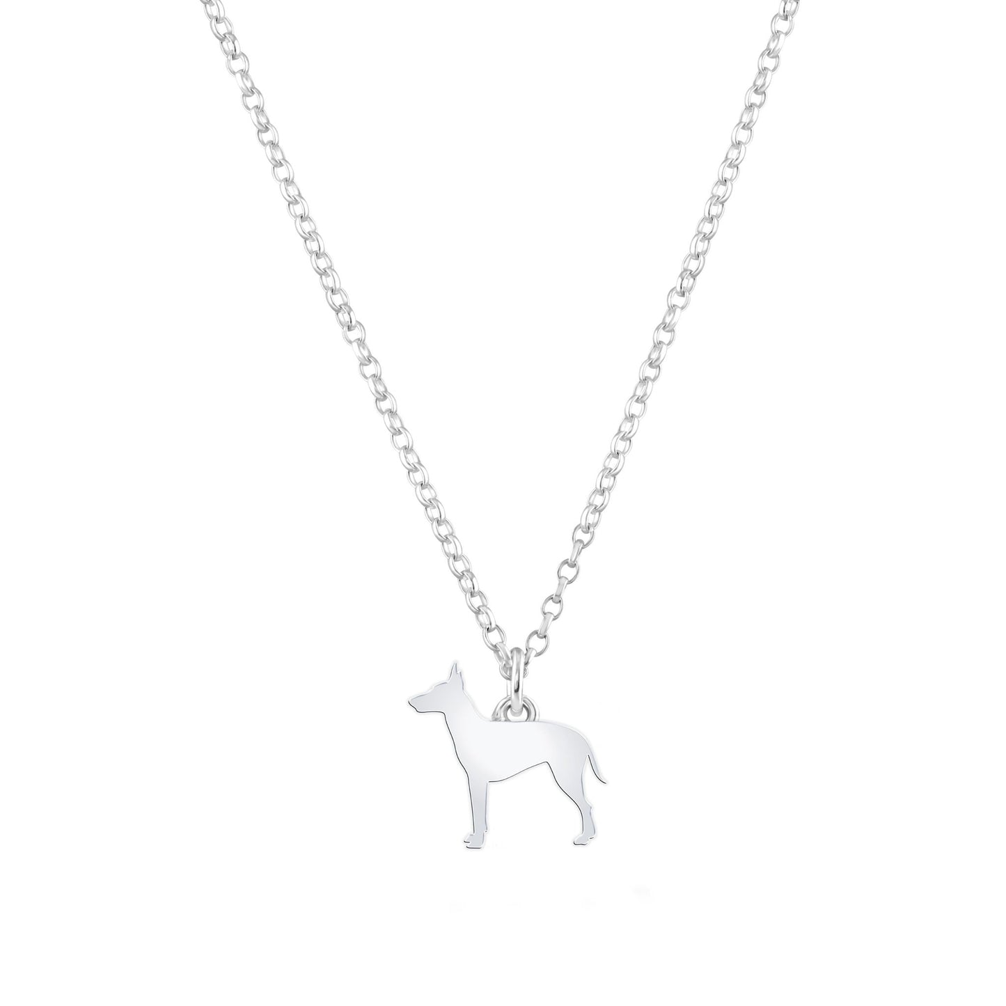 Manchester Terrier Silhouette Silver Necklace - Personalised - MYLEE London
