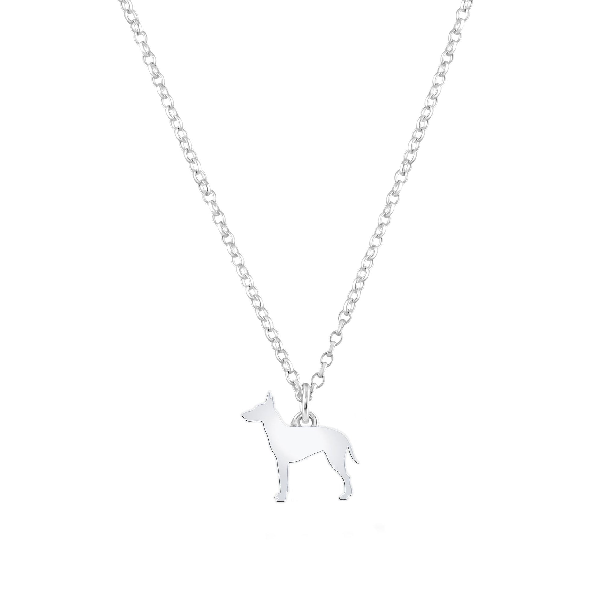 Manchester Terrier Silhouette Silver Necklace - Personalised - MYLEE London