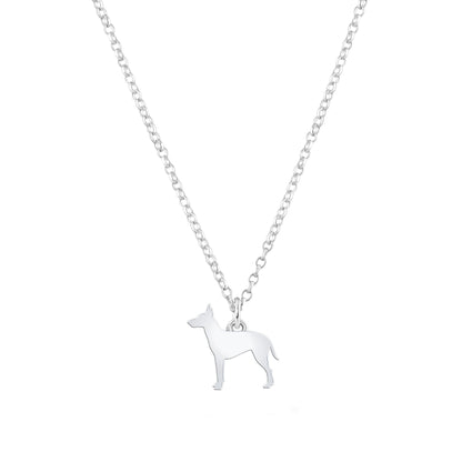 Manchester Terrier Silhouette Silver Necklace - Personalised - MYLEE London