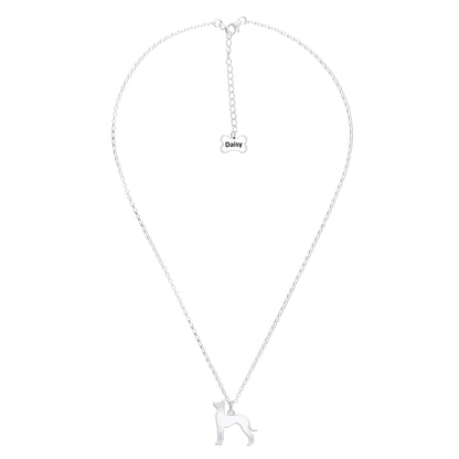 Mexican Hairless Dog Silhouette Silver Necklace - Personalised - MYLEE London