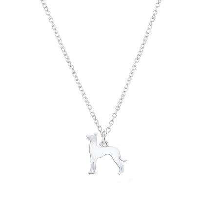 Mexican Hairless Dog Silhouette Silver Necklace - Personalised - MYLEE London