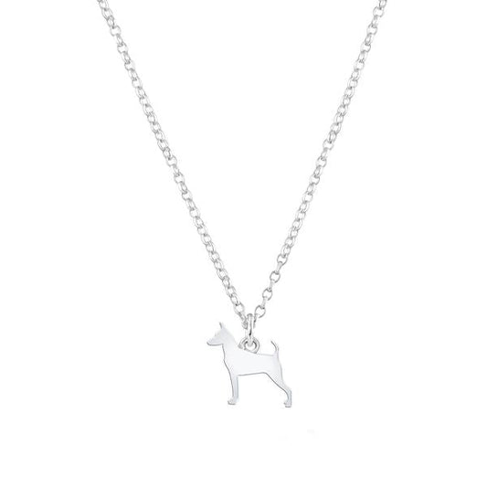 Miniature Pinscher Silhouette Silver Necklace - Personalised - MYLEE London