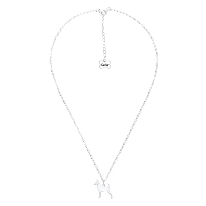 Miniature Pinscher Silhouette Silver Necklace - Personalised - MYLEE London