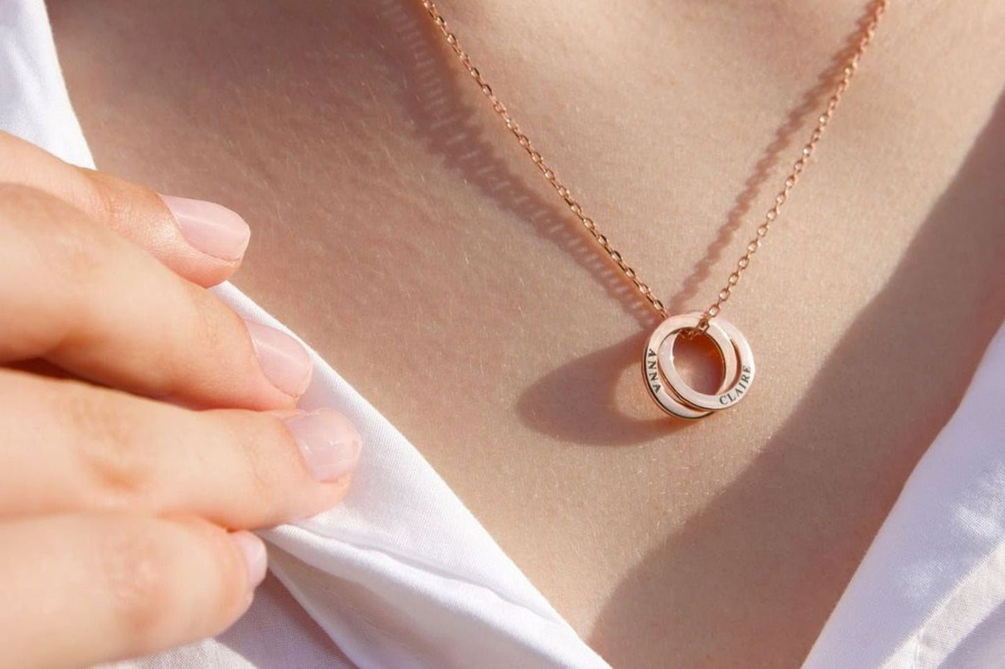 Mother's Day Rose Gold Personalised Ring Necklace - MYLEE London