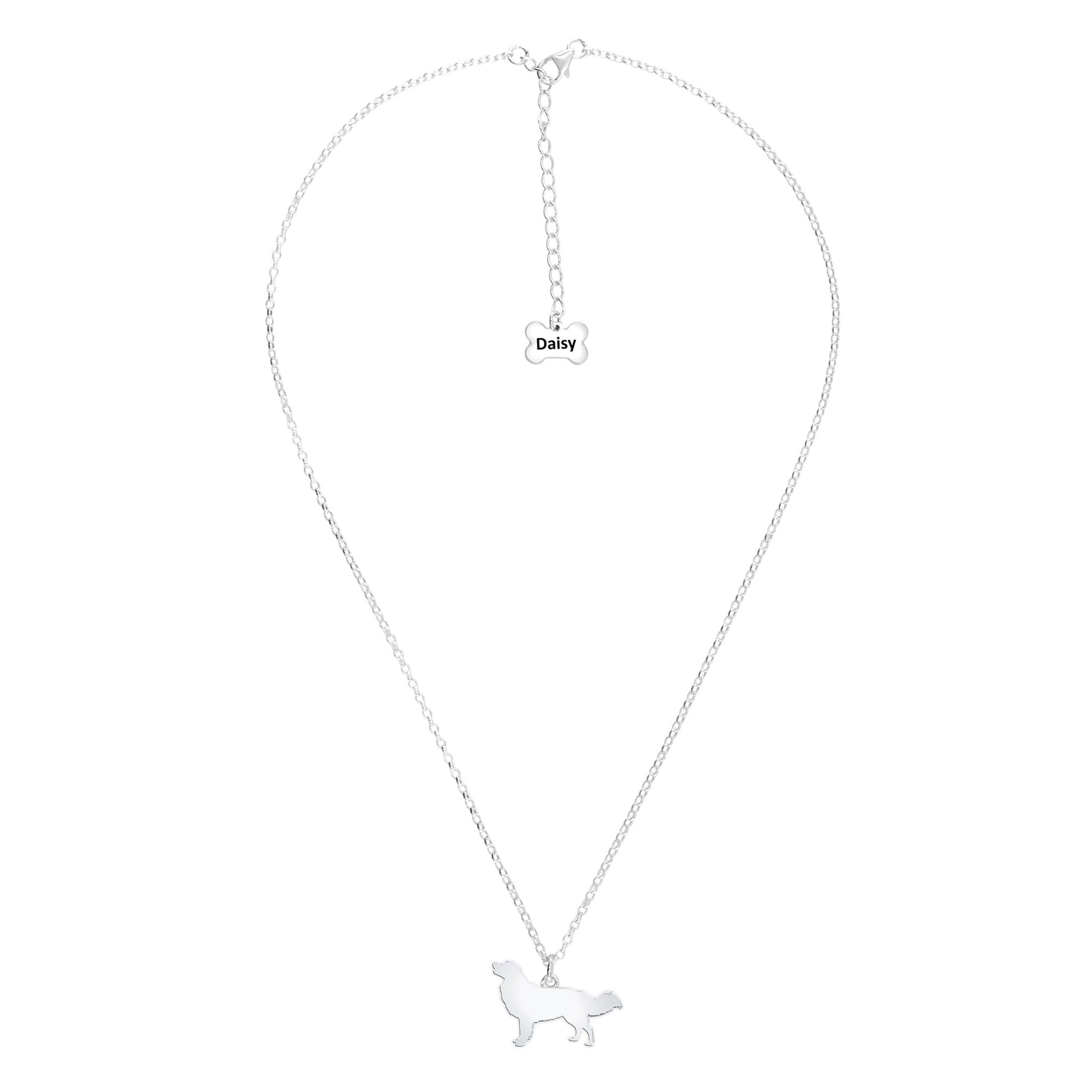 Nova Scotia Duck Tolling Retriever Silhouette Silver Necklace - Personalised - MYLEE London