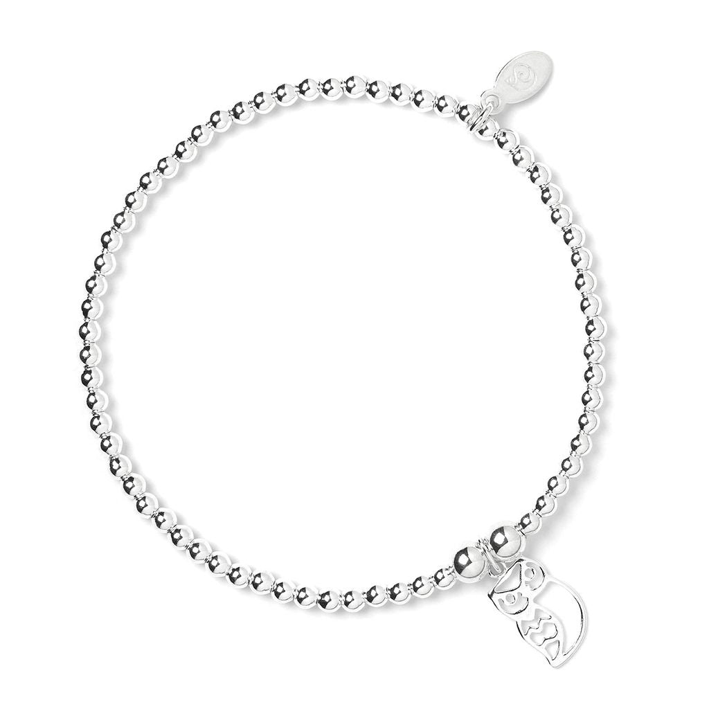 Owl on Silver Ball Bead Bracelet - MYLEE London