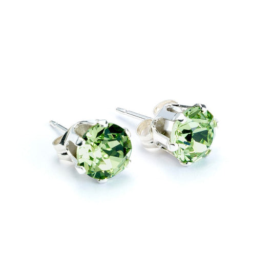 Peridot Crystal Silver Stud Earrings - MYLEE London