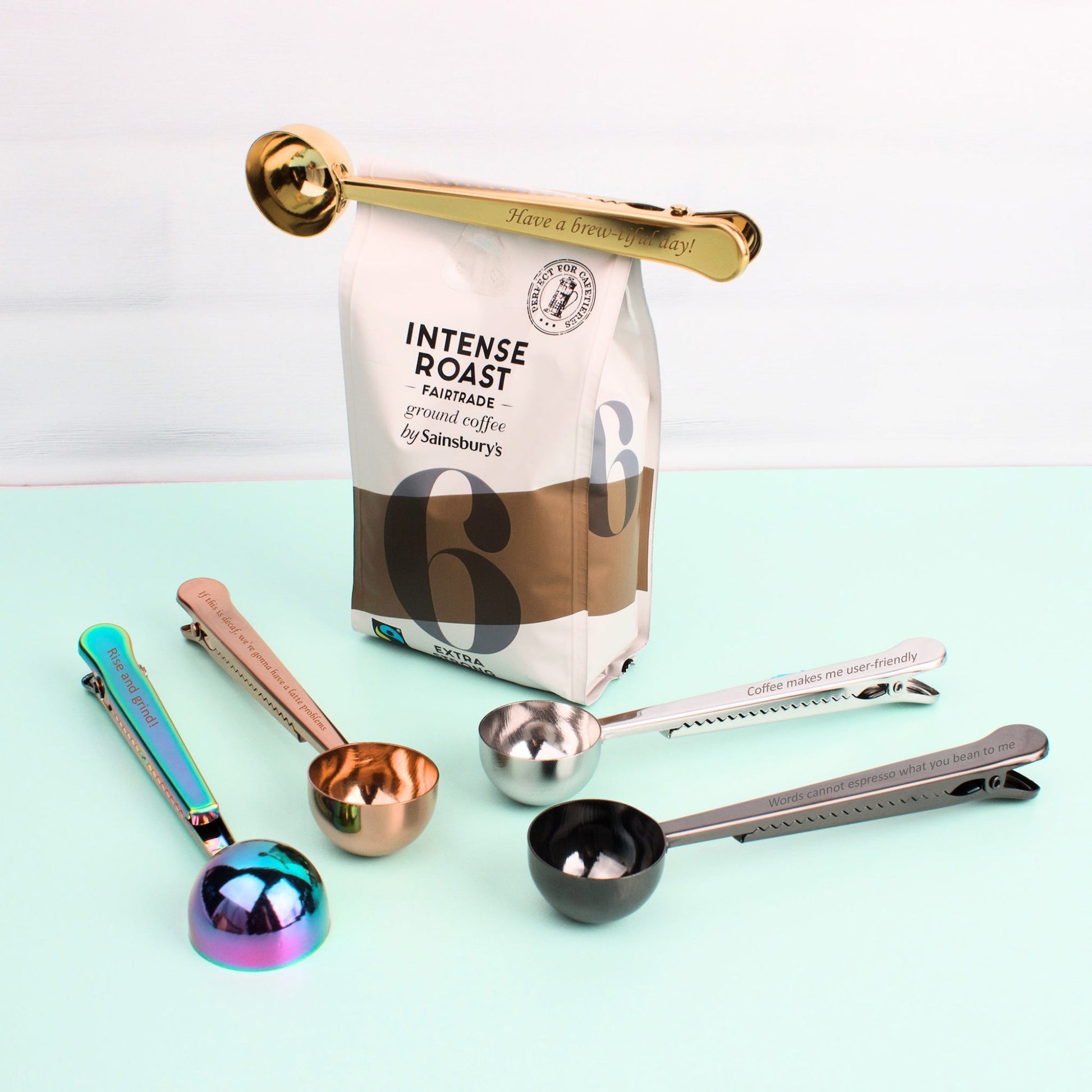 Personalised Coffee Spoon and Bag Clip - MYLEE London