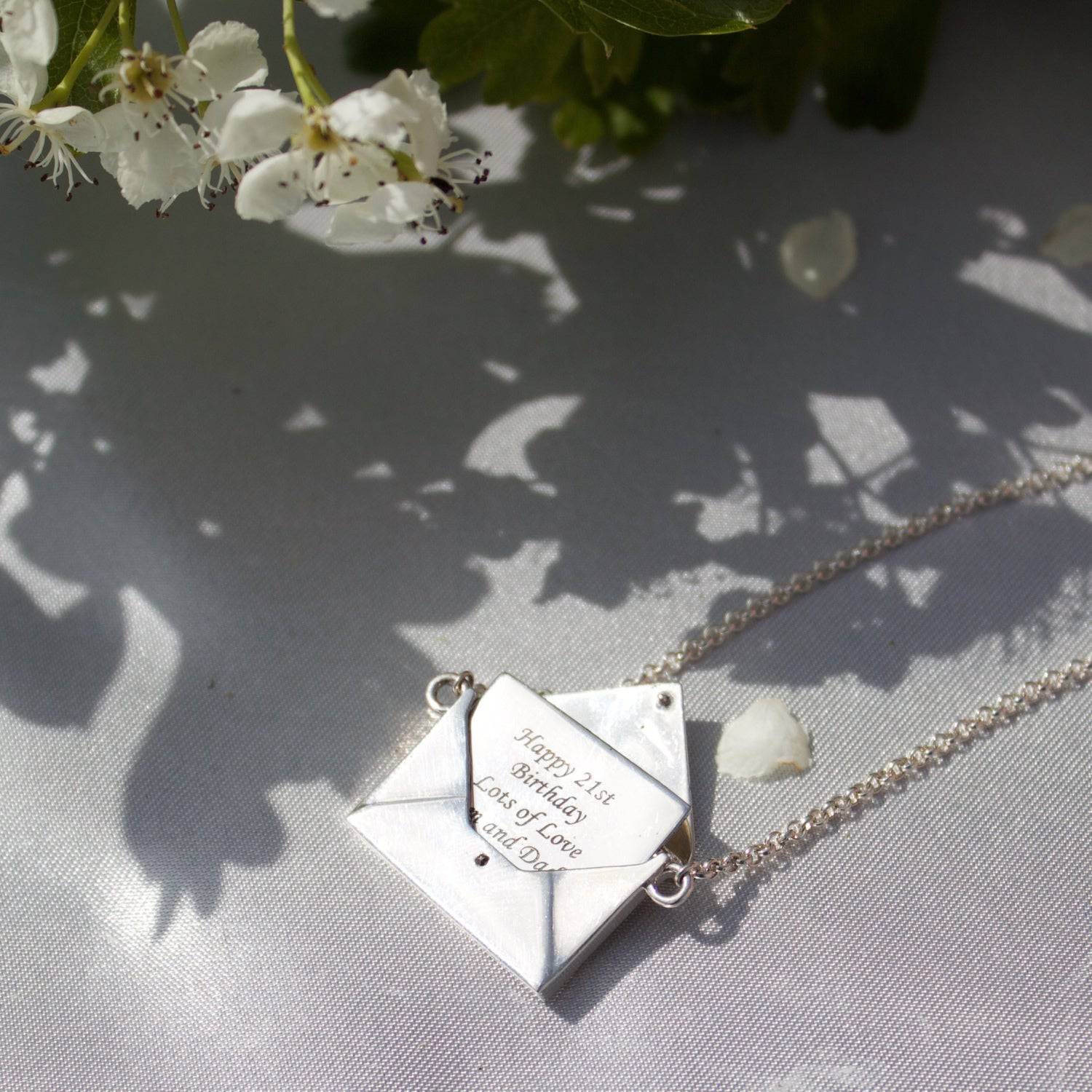 Personalised Envelope & Letter Silver Necklace - MYLEE London