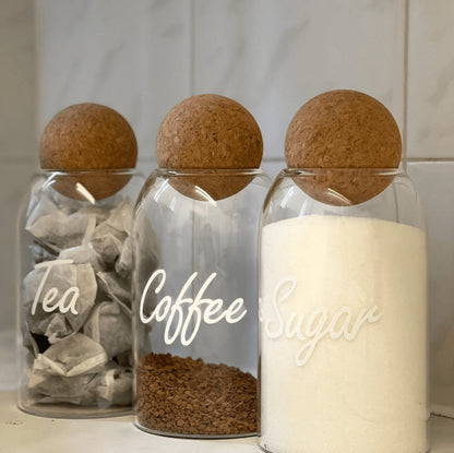 Personalised Glass Storage Jars with Cork Stopper - MYLEE London