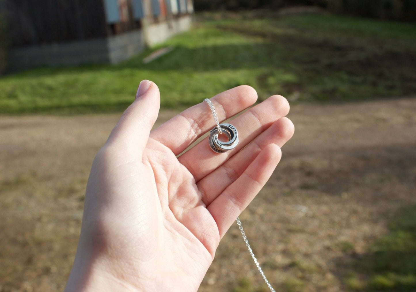 Personalised Three Ring Silver Necklace - MYLEE London