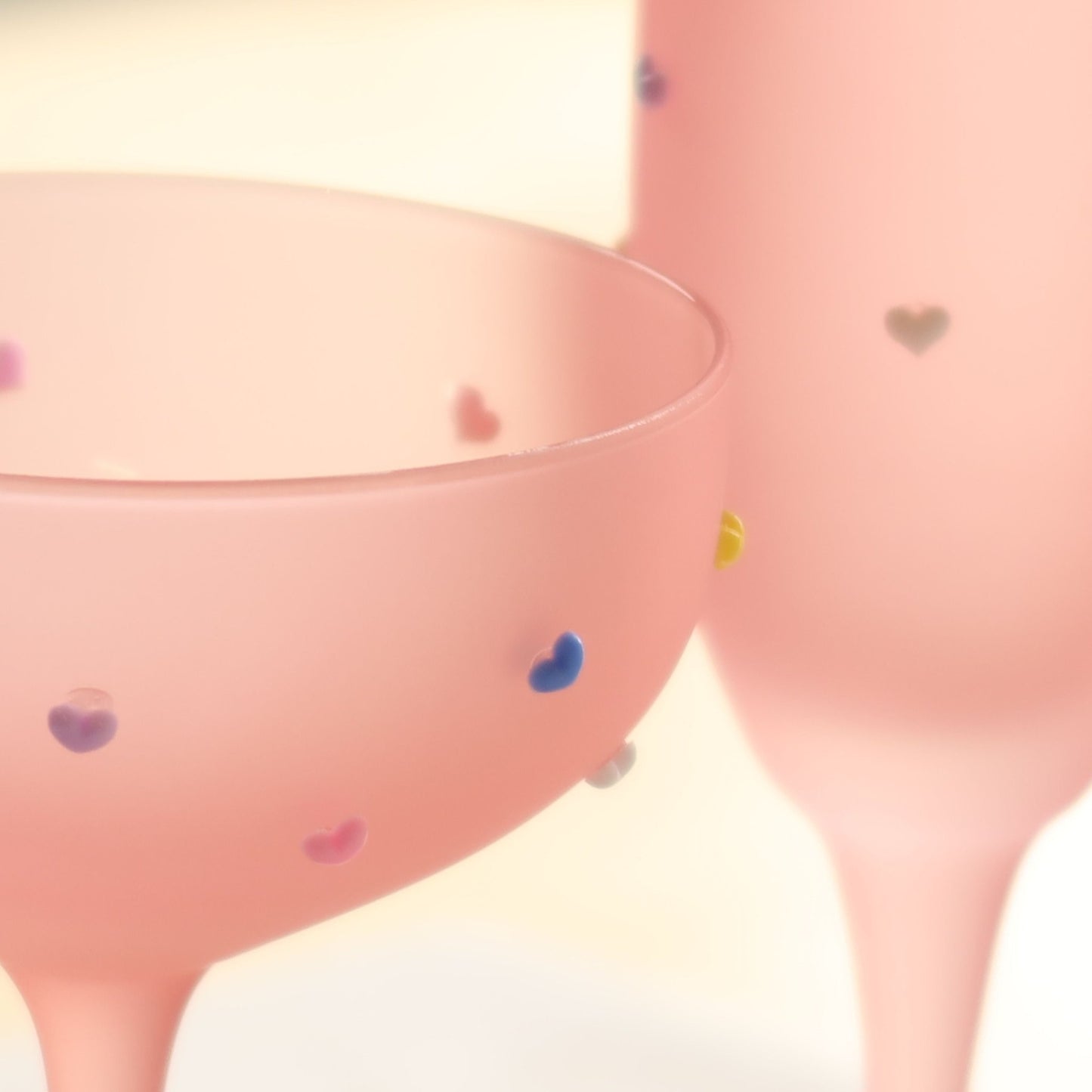Pink Frosted Multicoloured Heart Glasses - MYLEE London