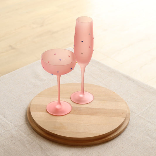 Pink Frosted Multicoloured Heart Glasses - MYLEE London