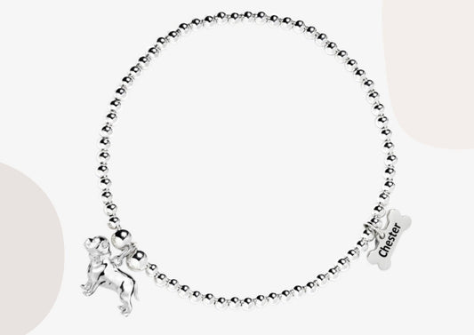 Pitbull Silver Ball Bead Bracelet - Personalised - MYLEE London