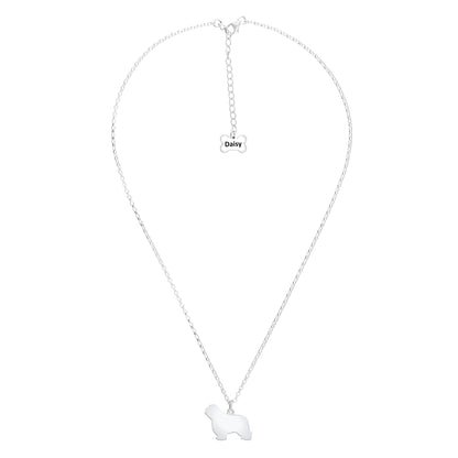 Polish Lowland Sheepdog Silhouette Silver Necklace - Personalised - MYLEE London