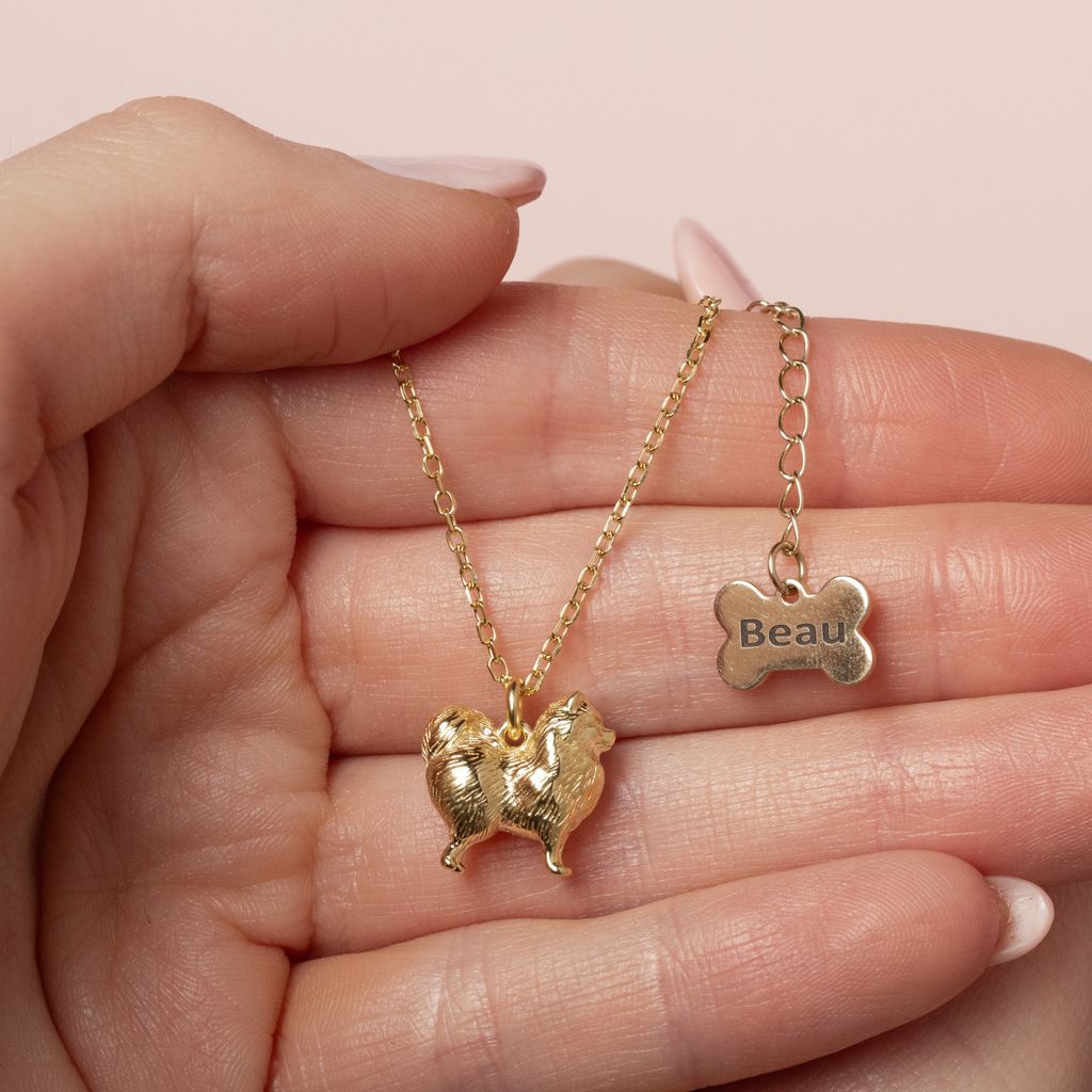 Pomeranian Gold Necklace - Personalised - MYLEE London