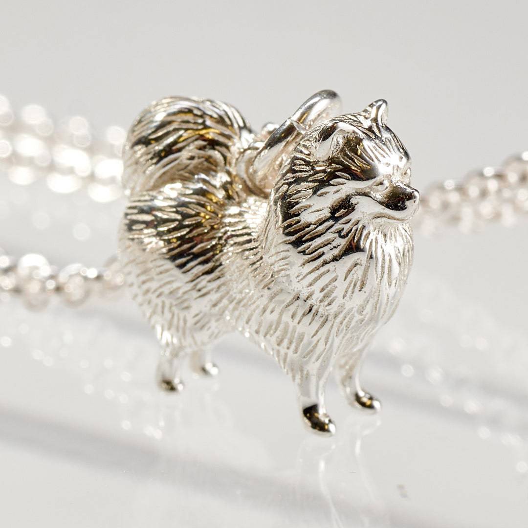 Pomeranian Silver Necklace - Personalised - MYLEE London