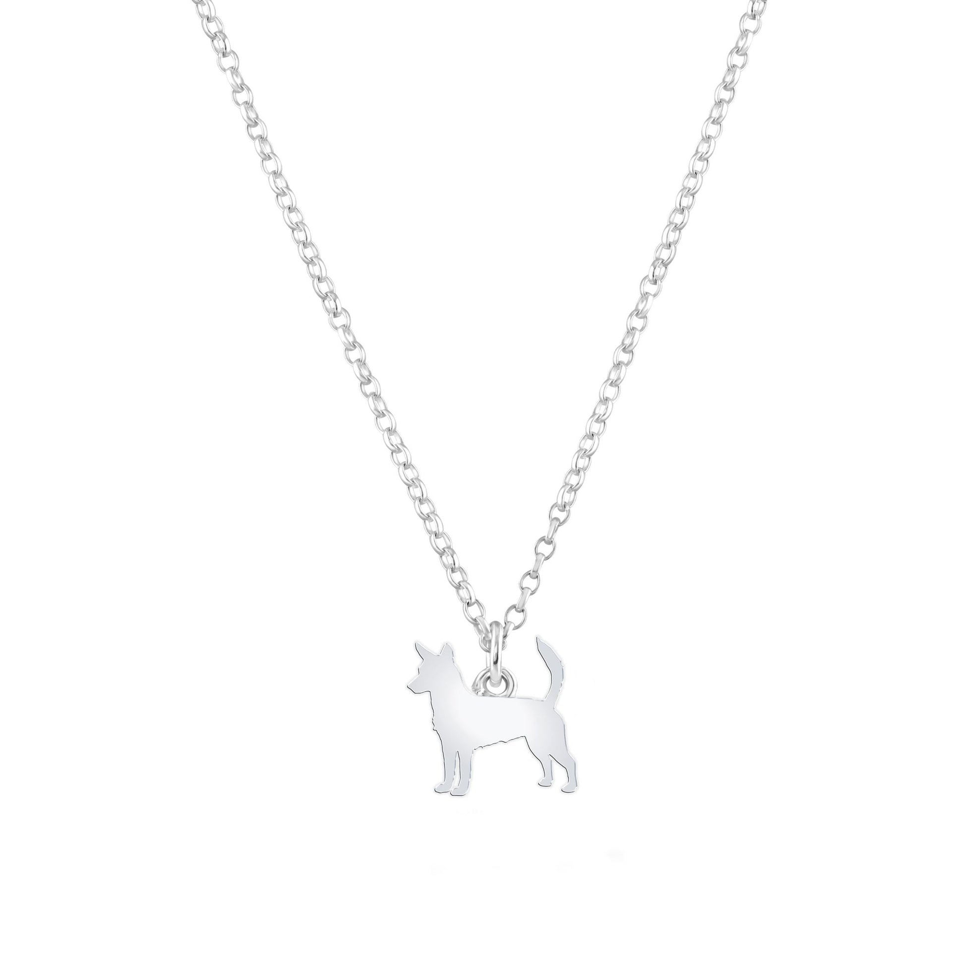 Portuguese Podengo Silhouette Silver Necklace - Personalised - MYLEE London