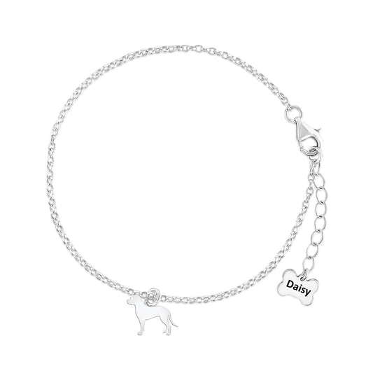 Portuguese Pointer Silhouette Silver Chain Bracelet - Personalised - MYLEE London