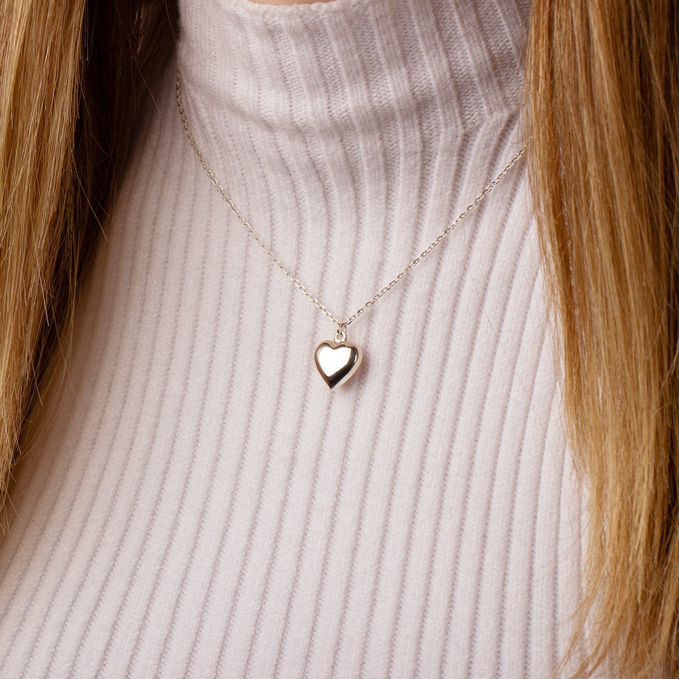 Puffy Heart Necklace - Sterling Silver - MYLEE London