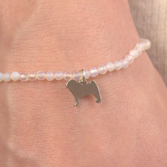 Pug Silhouette Crystal Bracelet - Personalised - MYLEE London