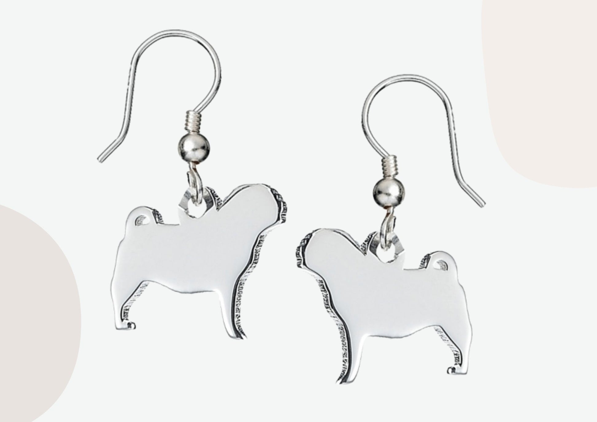 Pug Silhouette Silver Earrings - MYLEE London