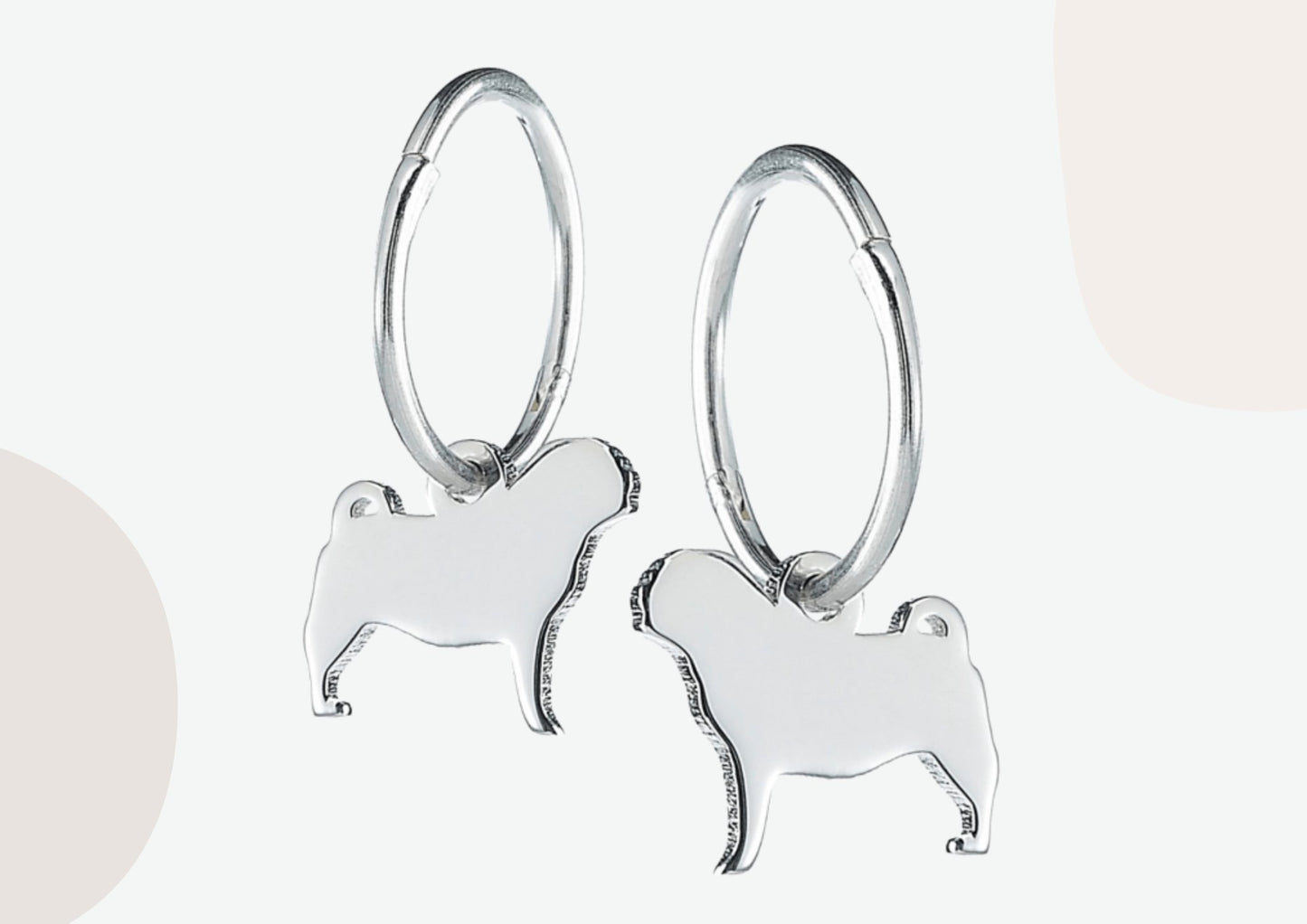 Pug Silhouette Silver Earrings - MYLEE London