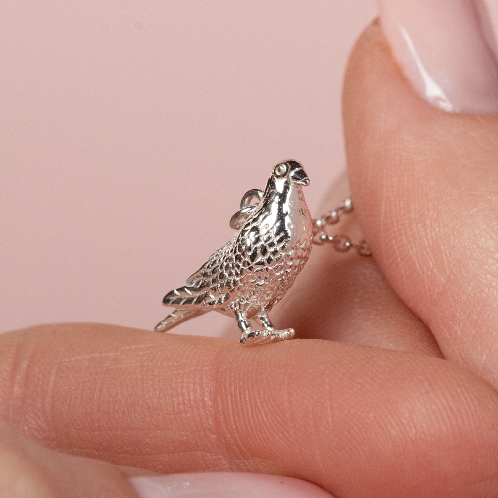 Racing Pigeon Silver Necklace - Personalised - MYLEE London