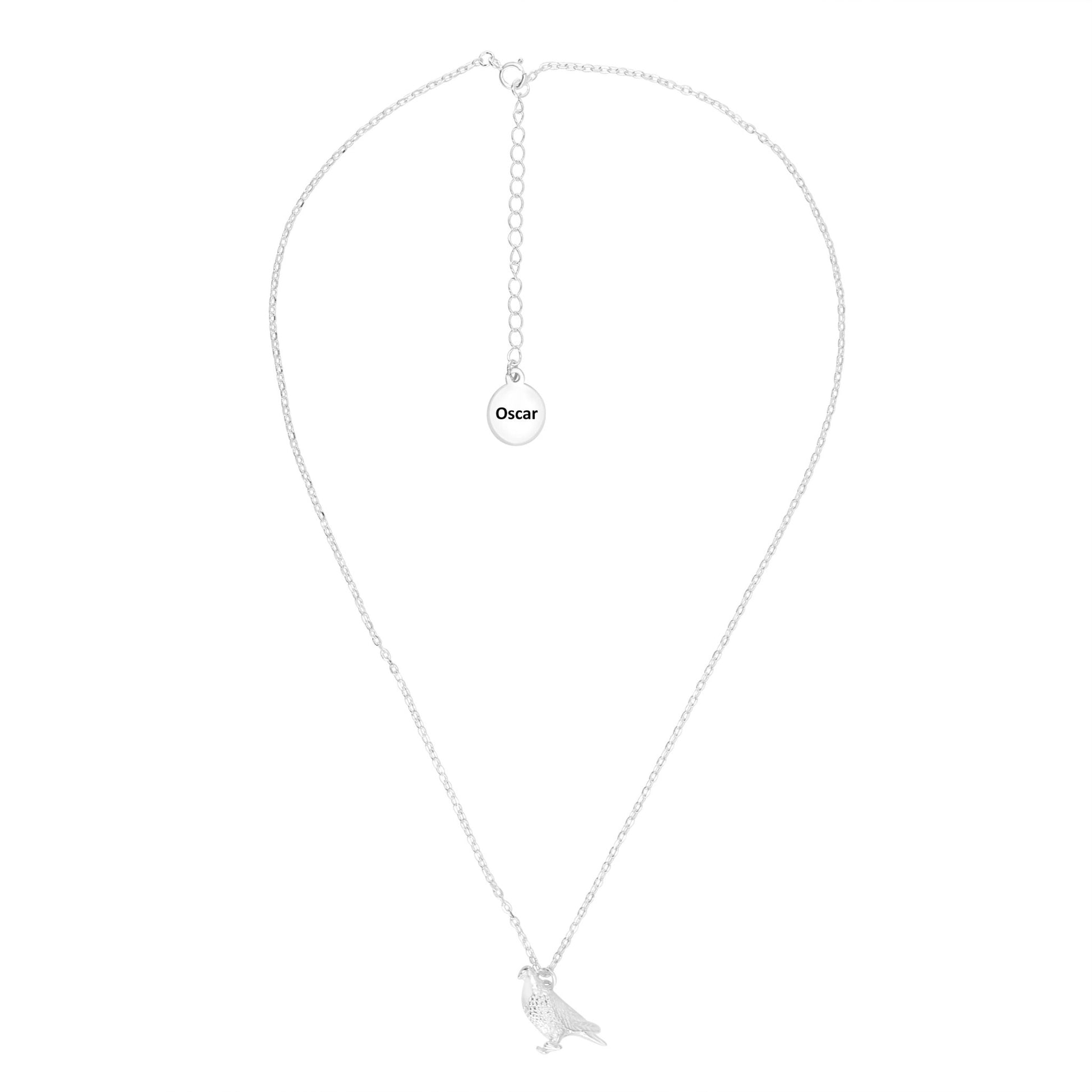Racing Pigeon Silver Necklace - Personalised - MYLEE London