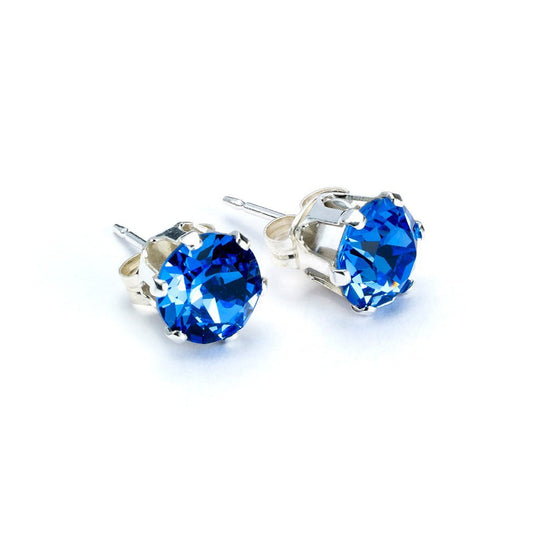Sapphire Crystal Silver Stud Earrings - MYLEE London