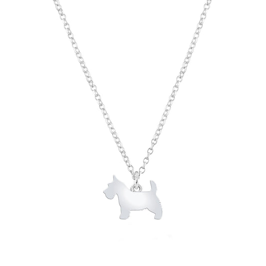 Scottish Terrier Silhouette Silver Necklace - Personalised - MYLEE London