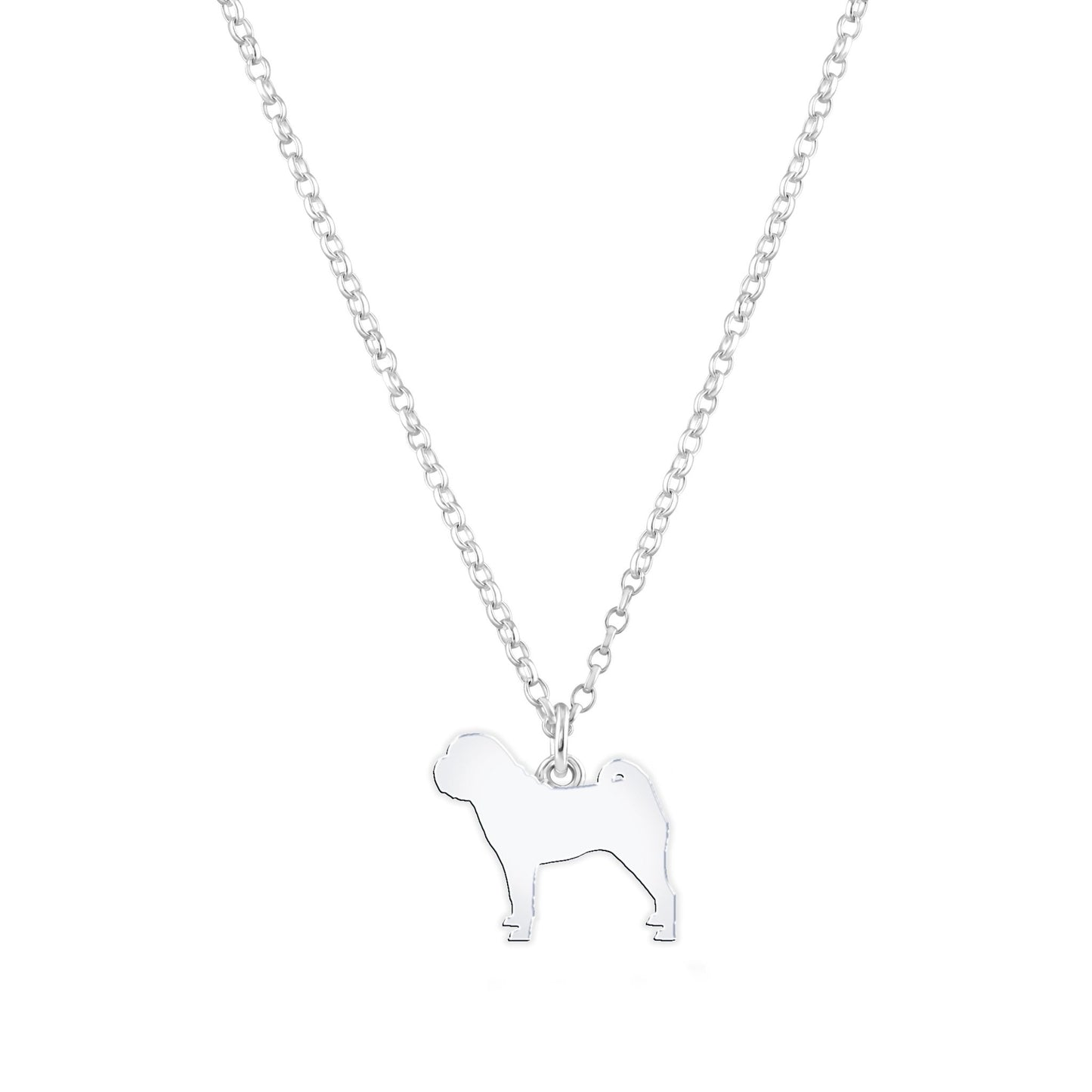 Shar Pei Silhouette Silver Necklace - Personalised - MYLEE London
