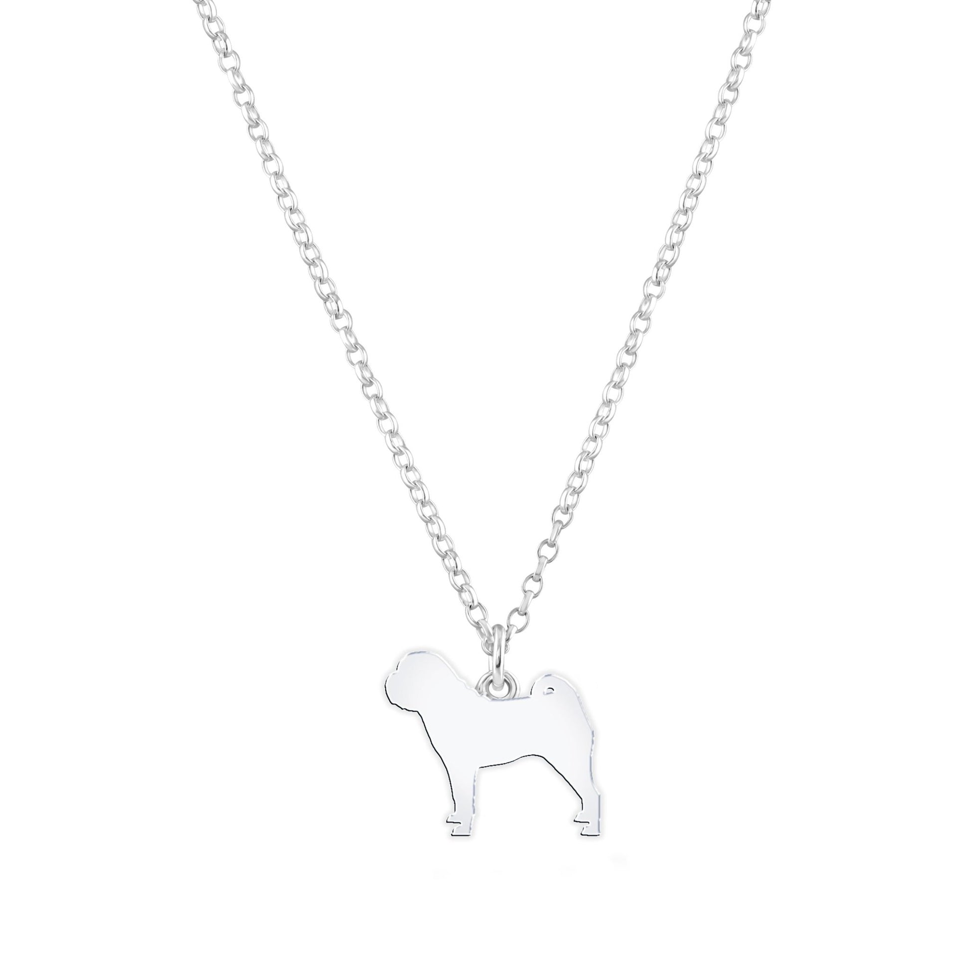 Shar Pei Silhouette Silver Necklace - Personalised - MYLEE London