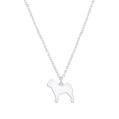 Shar Pei Silhouette Silver Necklace - Personalised - MYLEE London