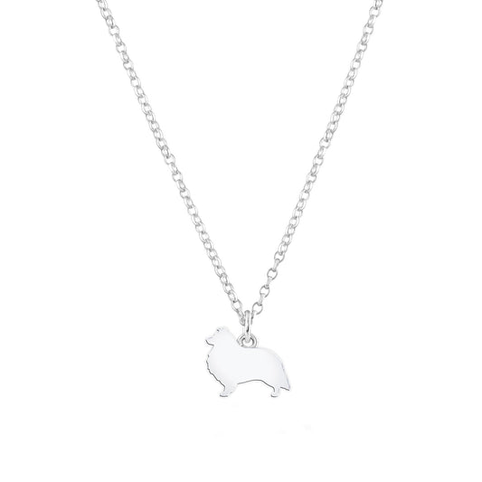 Shetland Sheepdog Silhouette Silver Necklace - Personalised - MYLEE London