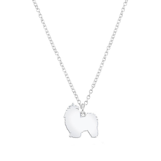 Shih Tzu Silhouette Silver Necklace - Personalised - MYLEE London