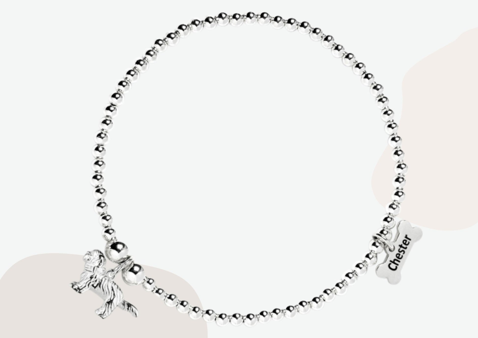 Shih Tzu Silver Ball Bead Bracelet - Personalised - MYLEE London