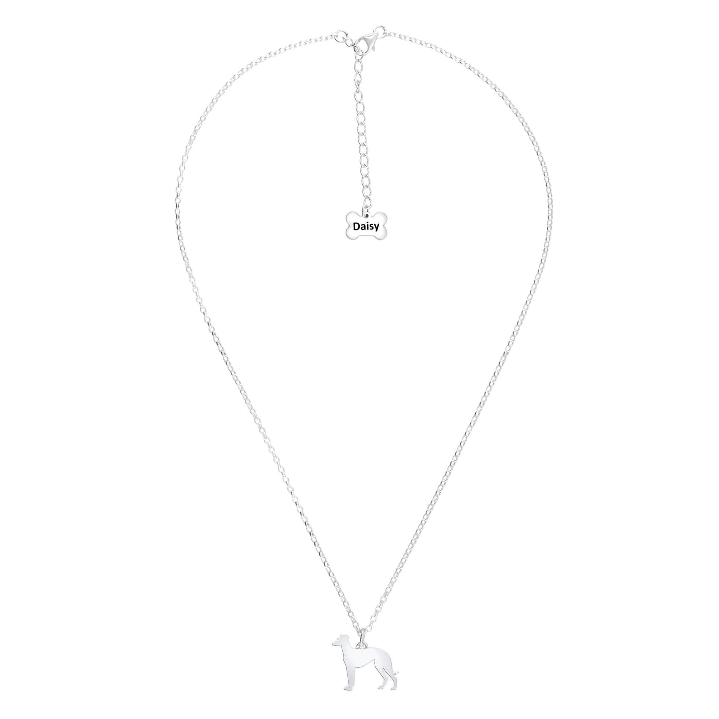 Sloughi Silhouette Silver Necklace - Personalised - MYLEE London
