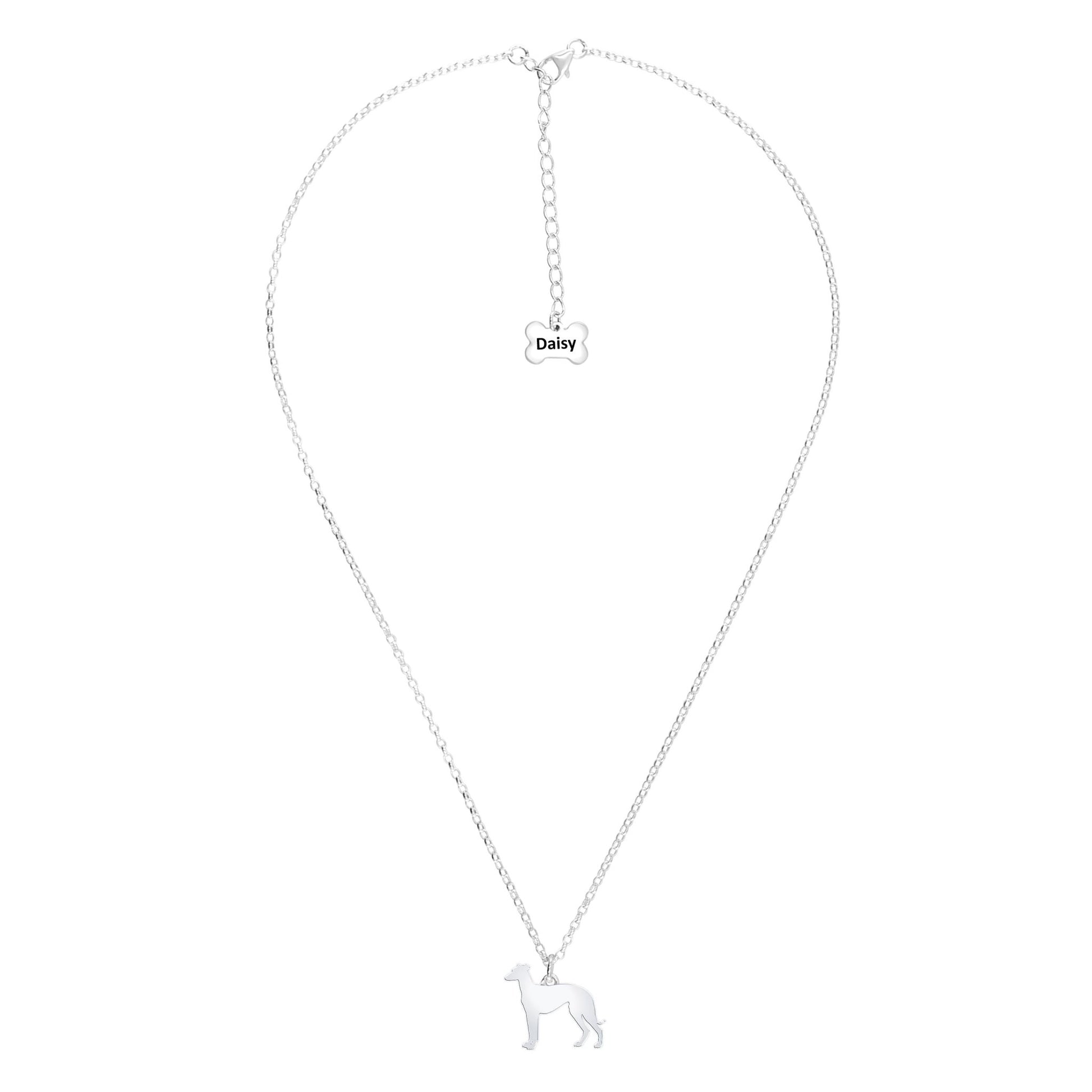 Sloughi Silhouette Silver Necklace - Personalised - MYLEE London