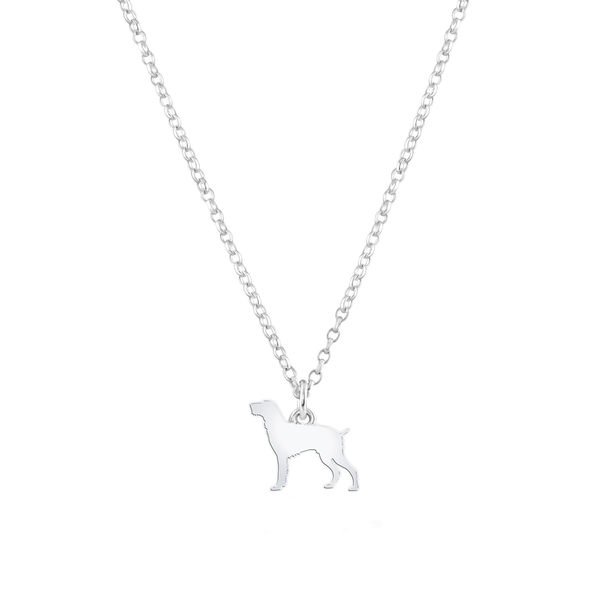 Slovakian Rough Haired Pointer Silhouette Silver Necklace - Personalised - MYLEE London