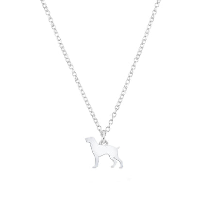 Slovakian Rough Haired Pointer Silhouette Silver Necklace - Personalised - MYLEE London