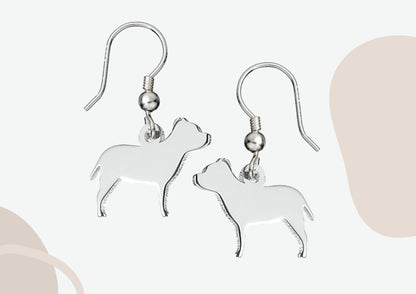 Staffordshire Bull Terrier Silhouette Silver Earrings - MYLEE London