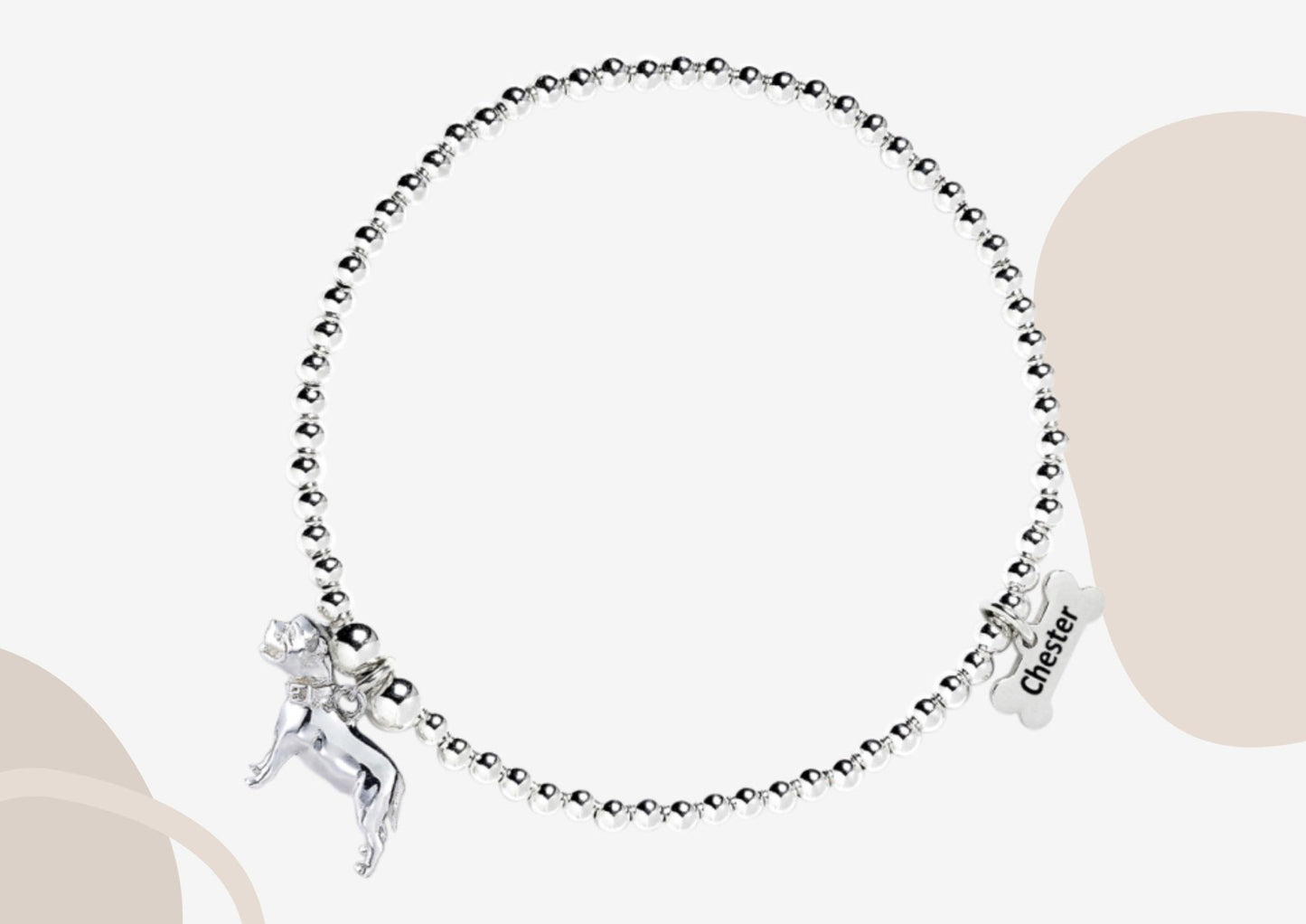 Staffordshire Bull Terrier Silver Ball Bead Bracelet - Personalised - MYLEE London